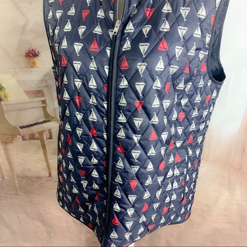 Talbots Sailboat Print Quilted Vest - Picture 3 of 10